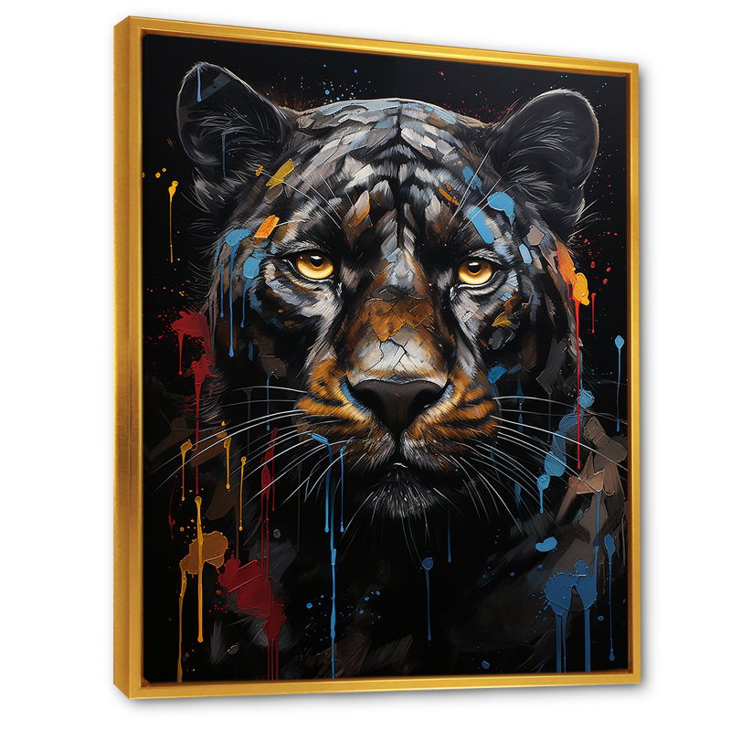 Graffiti Urban Panther Presence I, H 40 po x l 30 po x P 1,5 po, Cadre flottant doré