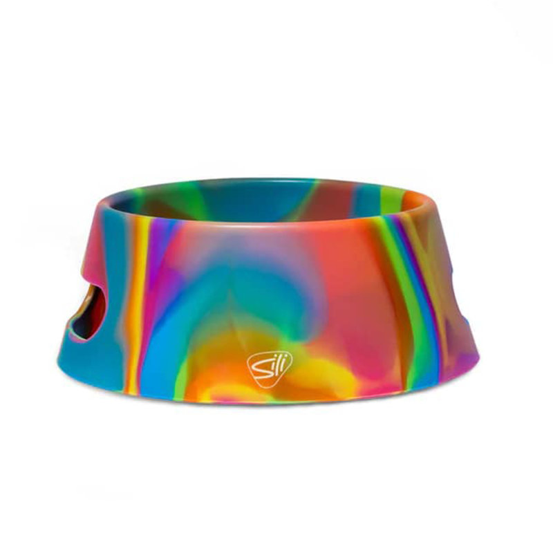 Silipint: bol pour chien en silicone à fourrure turquoise: houblon hippie - 18 oz pliable / pliable, léger, plat d'alimentation et d'eau, voyage pour animaux