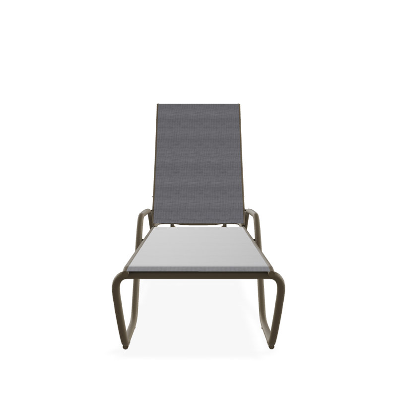 Outdoor Rust-Resistant Metal Chaise Lounge, Textured Beachwood, Augustine Pewter