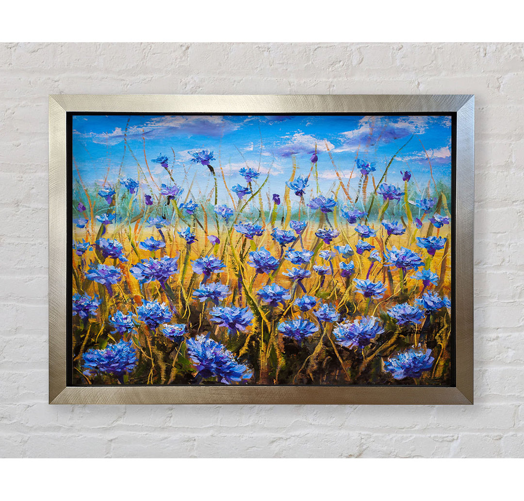 Winzige blaue Blumen auf dem Feld - Druck