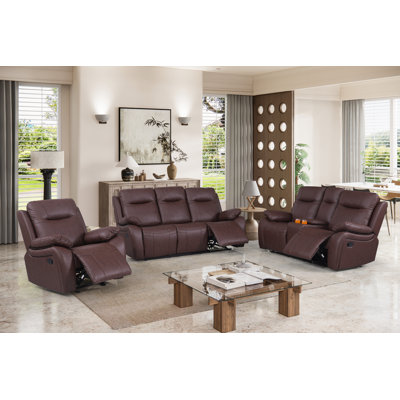 Bheema 3 - Piece Faux Leather Living Room Set by Latitude Run
