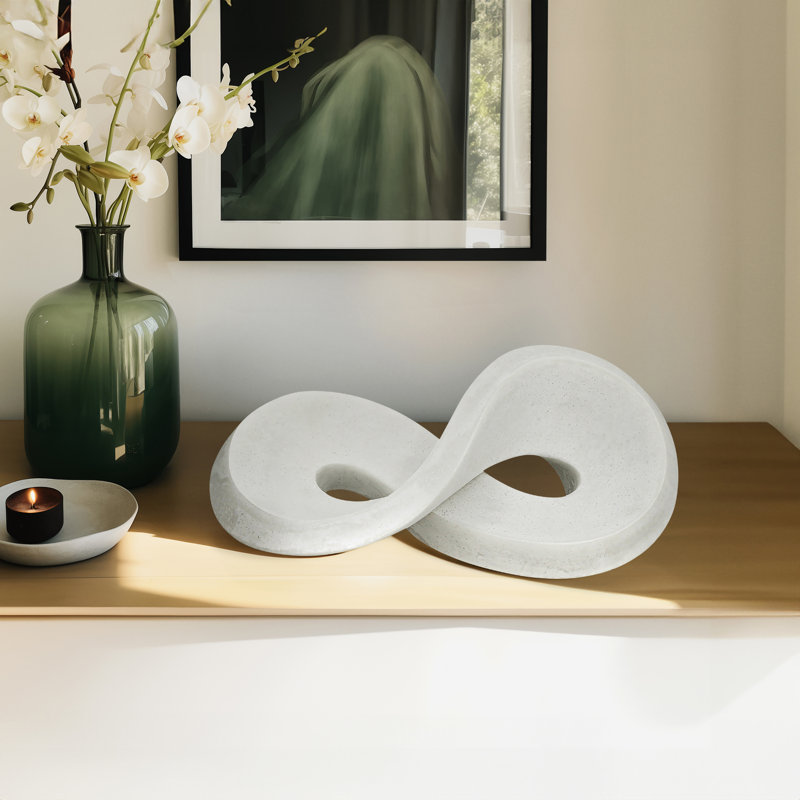 Sculpture décorative abstraite en résine blanche 17 po - Décoration moderne pour la maison, le bureau, la chambre à coucher ou le salon