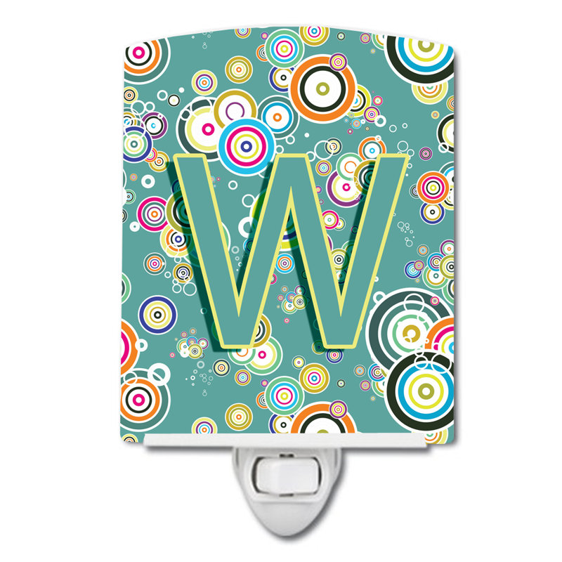 Circle Initial Alphabet Ceramic Night Light, W