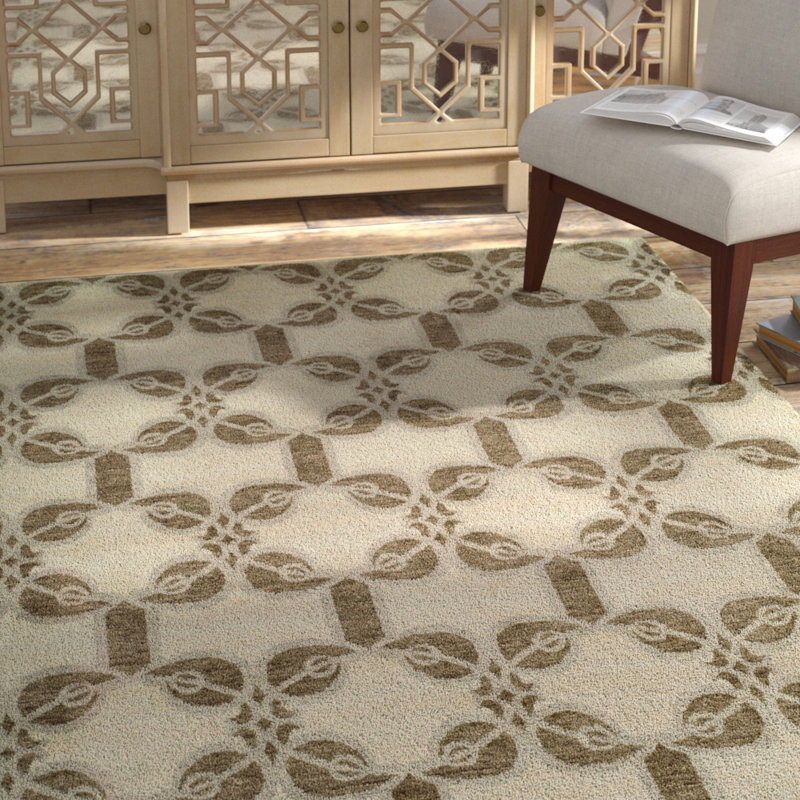 Tapis ivoire noué à la main Amariana, Rectangle 6 pi x 9 pi