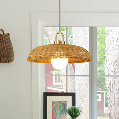 18'' 1-Light Hand-Woven Rattan Dome Pendant for Kitchen Island