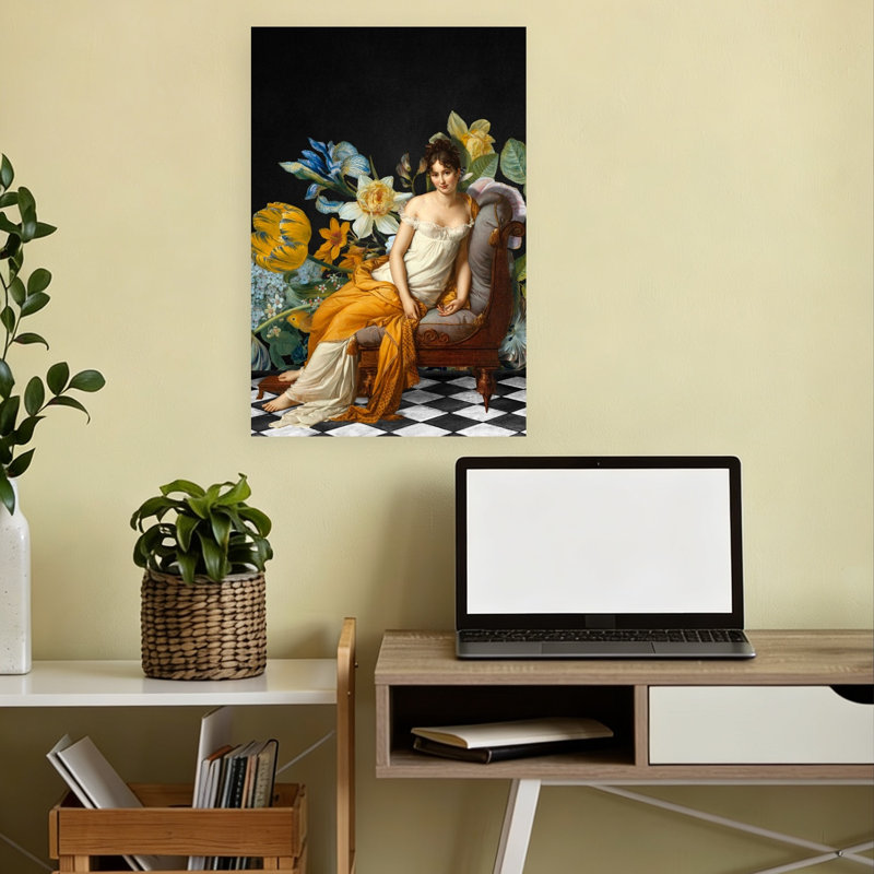 Elegant Lady Floral Reverie Elegant Peaceful Serene Flower Wall Art Print 1 Piece Wrapped Canvas Wall Art