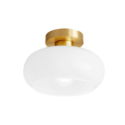 Glass Semi Flush Mount White