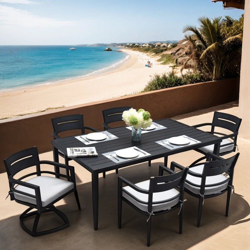 Morenike 6 - Person Patio Dining Set with Rectangular Table , Sunbrella® Cushions Included