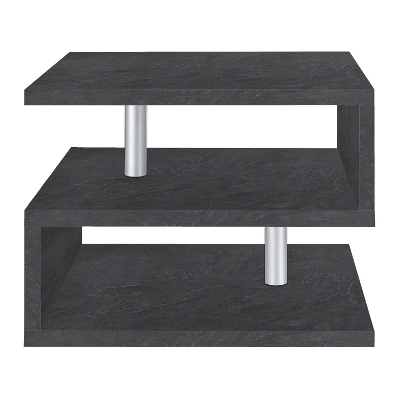 Cauan Floor Shelf Coffee Table with Storage, 41H x 55W x 55L cm, Grey