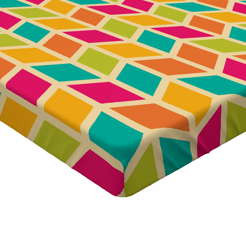 Microfiber Geometric Fitted Sheet, Queen Fitted Sheet