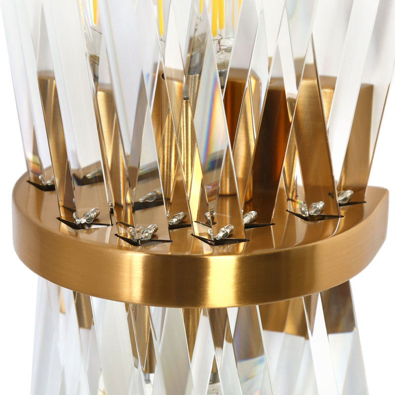 Daine 2-Light 8' W Crystal Gold Glam Wall Sconce