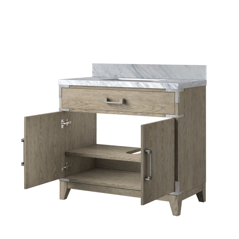 Meuble-lavabo simple avec plateau en marbre