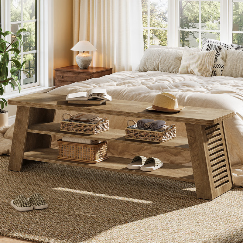 3-Tier Entryway Bench with Storage Shelf