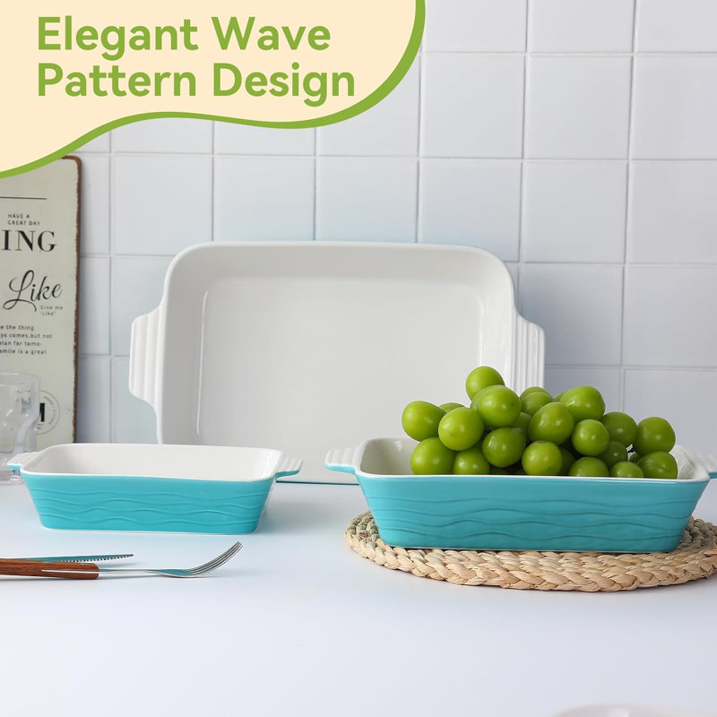 Ceramic Baking Dish Set Turquoise