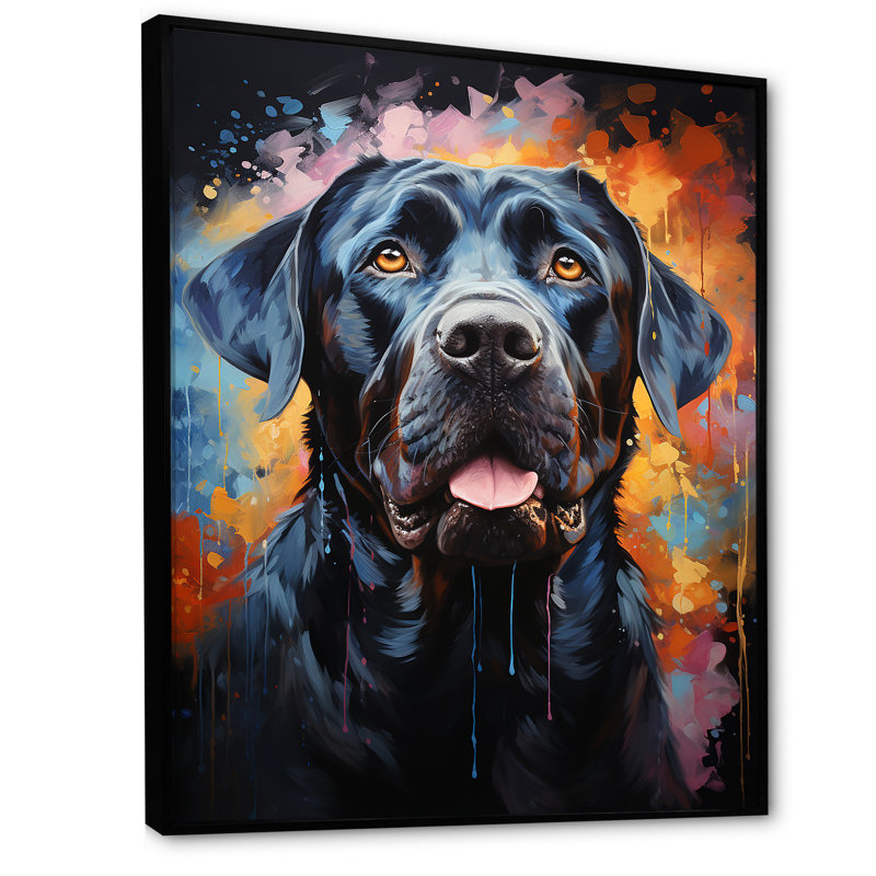 Popart Mastiff Majesty sur toile, H 40 po x l 30 po x P 1,5 po, Cadre flottant noir