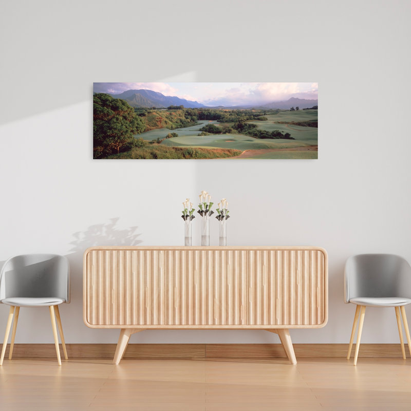 «Princeville Golf Course Kauai Island Hi Abstract Tropical Landscape», art mural, H 16 po x l 48 po