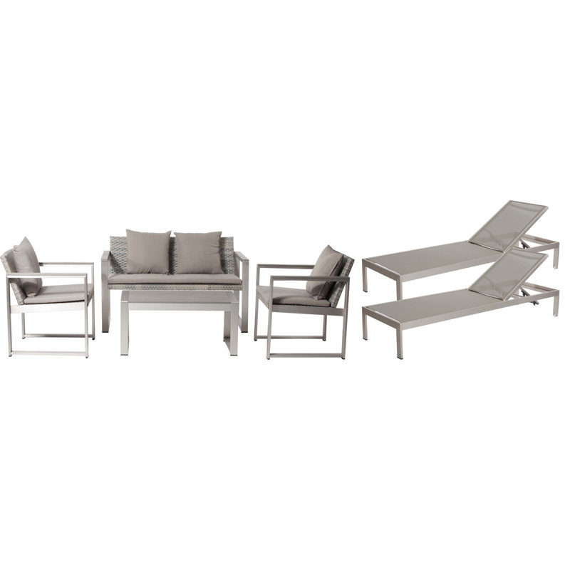 Chester - Person Patio Conversation Set with Cushions, Gray, Gray
