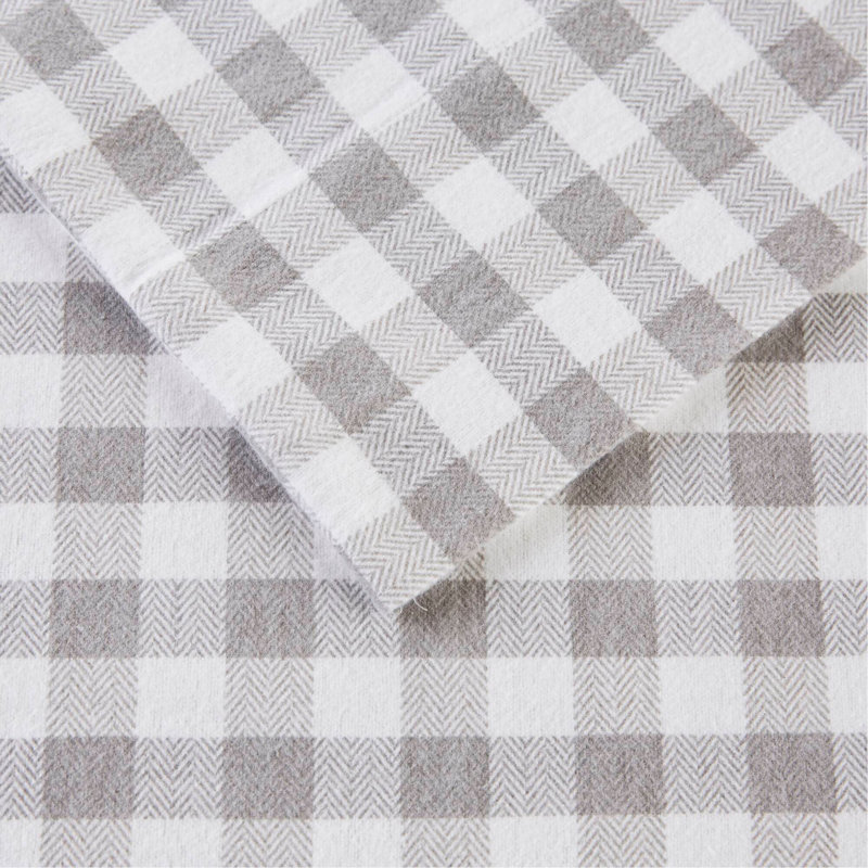 4 PCS Printed Sheet Set Gray Herringbone Check