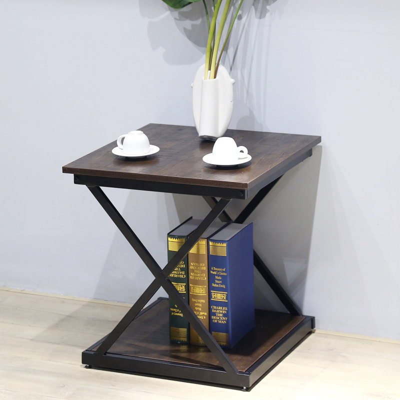 Modern Brown 18.5" Square Side Table with Compact Versatile Design, Elm