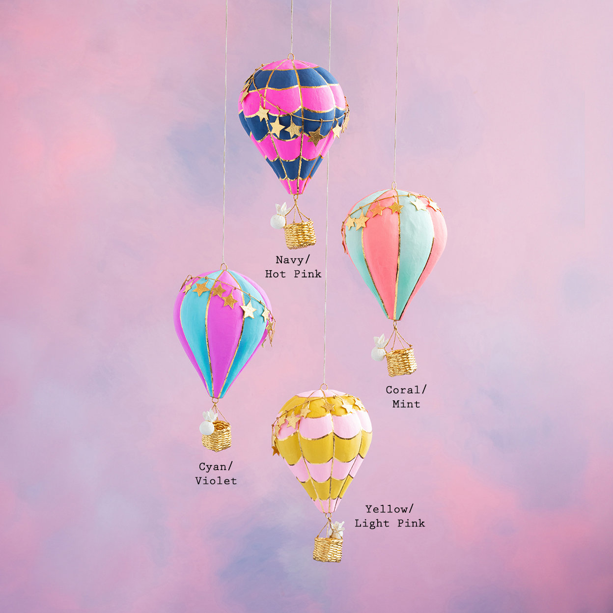 Hot Air Balloon Display Decor, Cyan/Violet