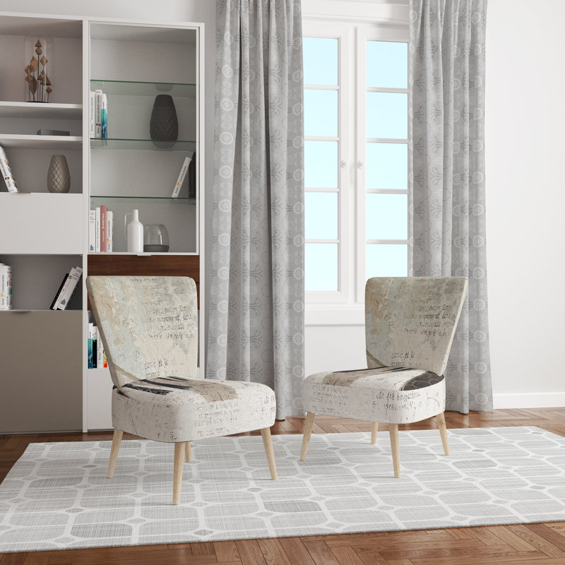 Upholstered Floral Side Chair - Modern floral Accent Chair, Abstract Gray Polyester Blend 15