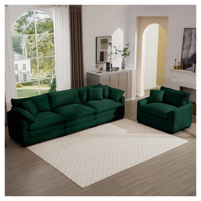 Ensemble de canapé modulaire en velours côtelé Emerald Green