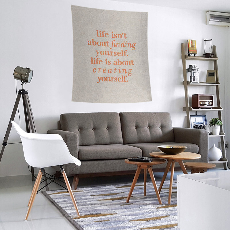Tapisserie en polyester à créer vous-même quote, Blanc / orange, H 60 po x l 51 po