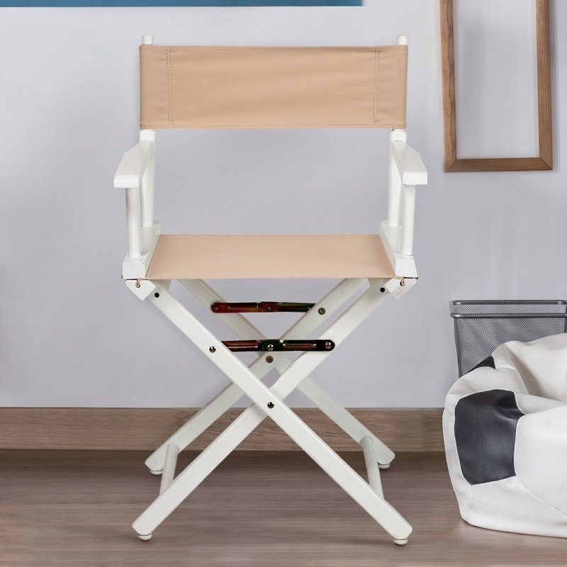 Chaise de réalisateur pliante 18 po, Tanné, Blanc
