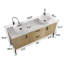 Meuble-lavabo mural 60 po en chêne naturel rayé, système de fermeture en douceur, assemblage facile, tiroirs résistants à l'eau, nettoyage, U