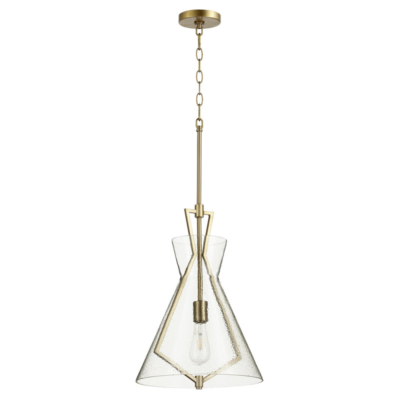Luminaire suspendu conique à 1 lumière Oakhaven, Laiton vieilli