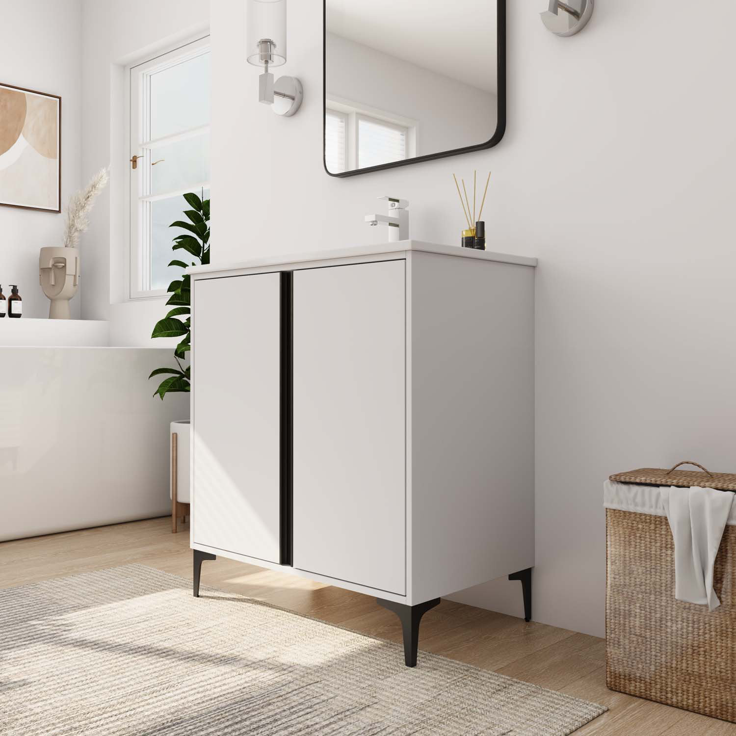 Ebern Designs Aventura 30'' Single Bathroom Vanity with Ceramic Top