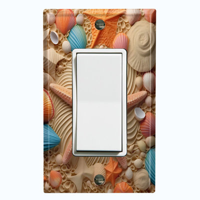 Ocean Orange Sea Shell Star Fish Nature Themed 1 - Gang Rocker Standard Wall Plate