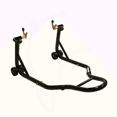 Support pour moto avec support de levage à l'avant et à l'arrière de 440 lb et support de fourche à bras pivotant à l'avant et à l'arrière compatible avec la plupart des motos de Kawasaki ou de Suzaki
