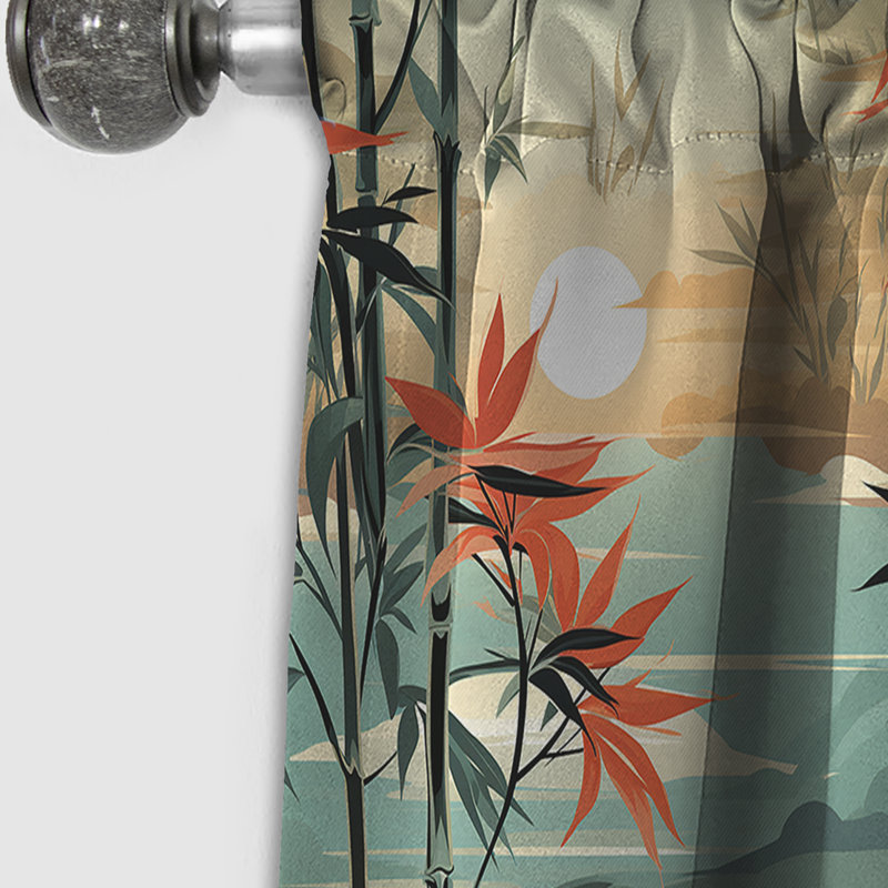 Rideau occultant floral vert et orange Mirage, L 52 po x L 108 po