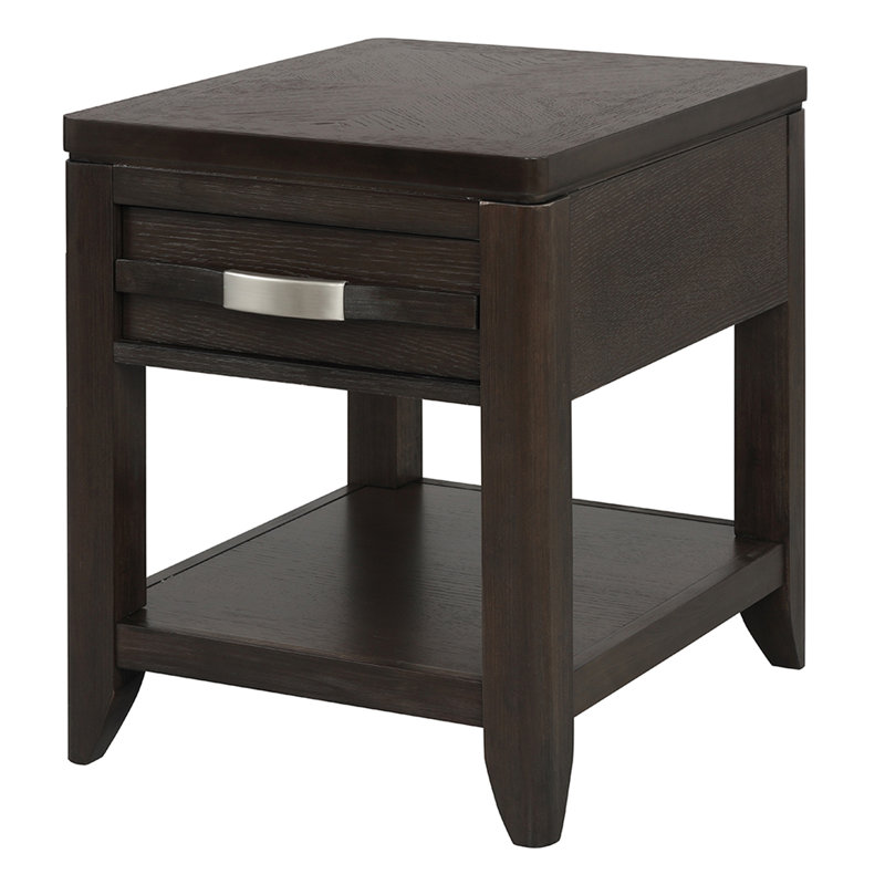 Table de bout 24 po x 20 po x 25 po avec magnifique tiroir pratique et tablette, fantaisie brune