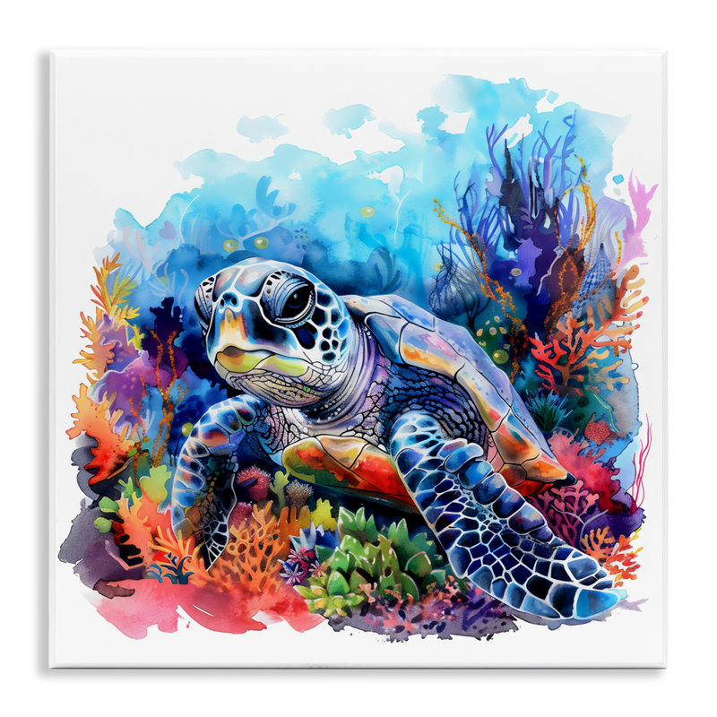 Tortue de mer, impression brillante sur plaque murale, design par LSR Design Studio