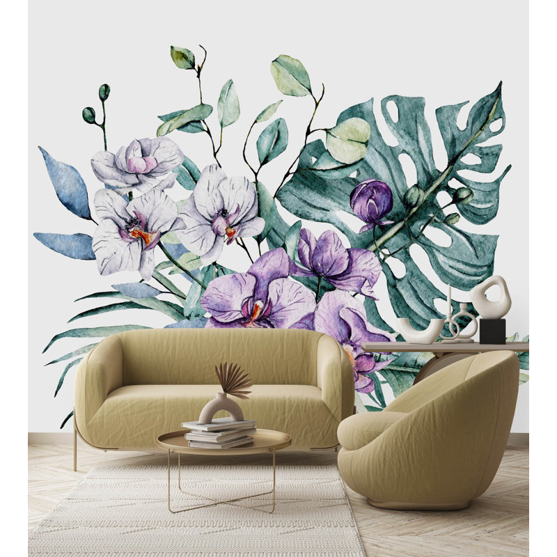 Kelena Floral Wall Mural, 8.33' W x 8.33' L