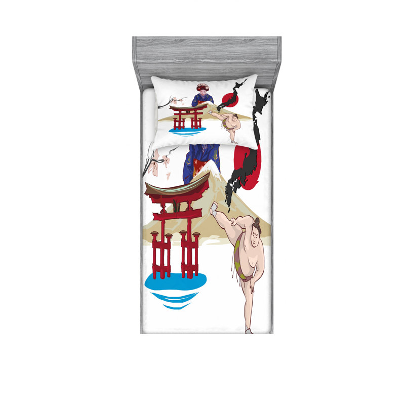 Ensemble de draps japonais, Ensemble de draps pour lit simple avec drap-housse