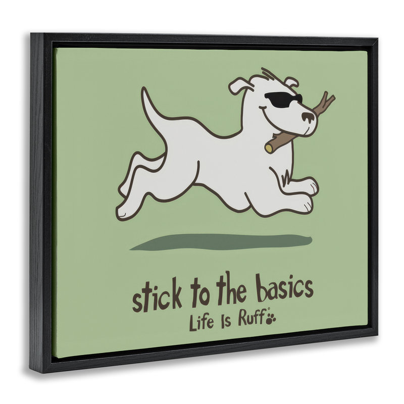  «Stick To Basics Dog» par LIR, Cadre flottant noir de jais, H 17 po x l 21 po