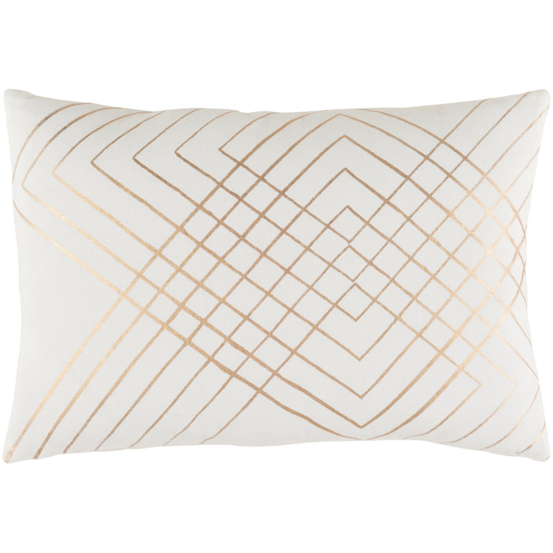 Crescent Geometric Cotton Throw Pillow, Pink/Yellow, Pillow Cover Only