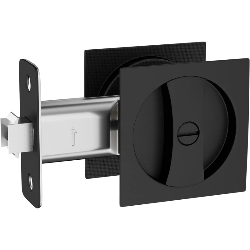 Serrure de porte carrée en alliage de zinc avec serrure pour porte et passe-passe-porte, Noir mat