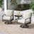 Charron 3 Pieces Set Metal Outdoor Patio Furniture Swivel Chairs Set with Cushions and End table and Wicker Decor-1546051970