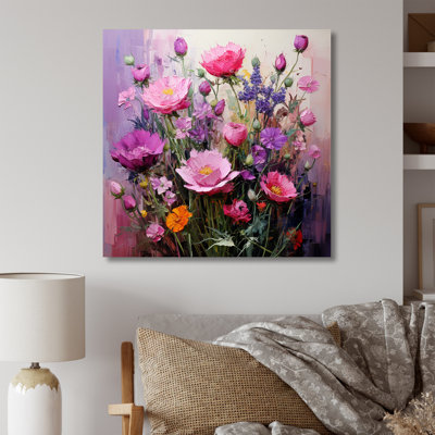 Rose et mauve élégant bouquet de fleurs - Art mural fleurs