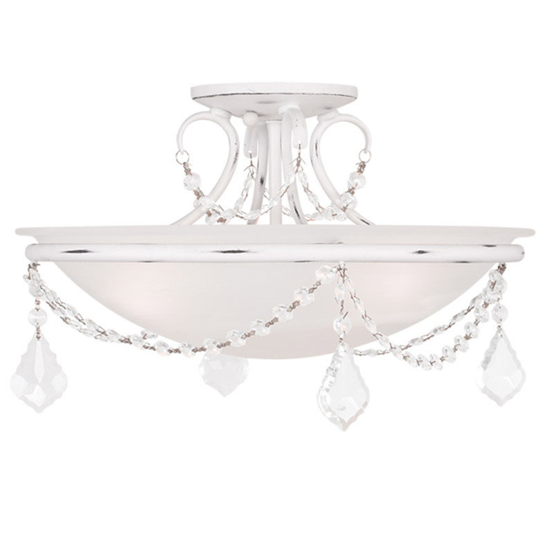 Keeter Glass Semi Flush Mount, Brushed Nickel, 10" H x 16" W x 16" D