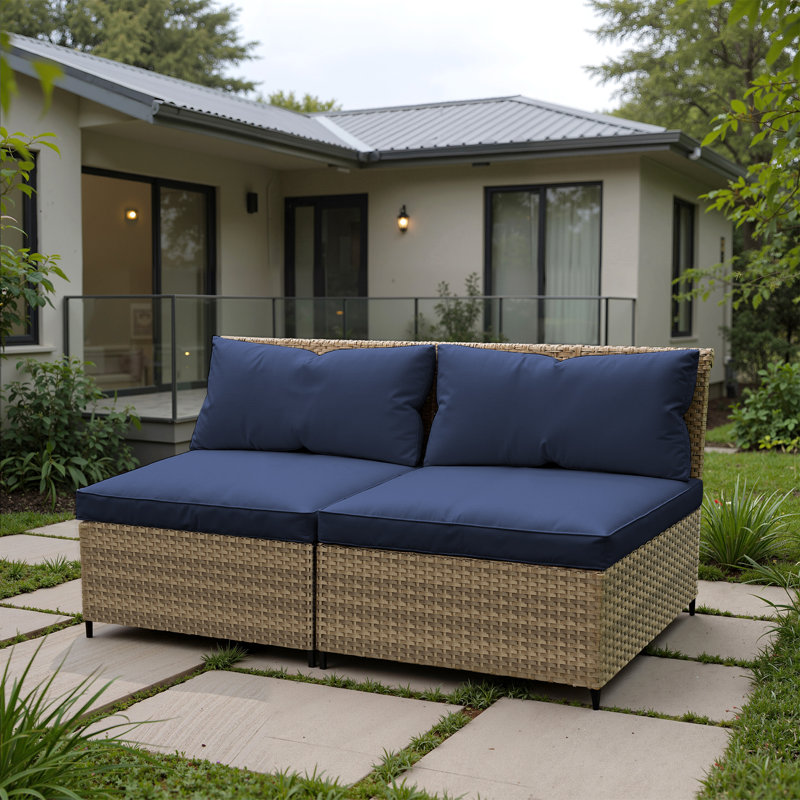 Causeuse d'extérieur Pe Wicker, Bleu