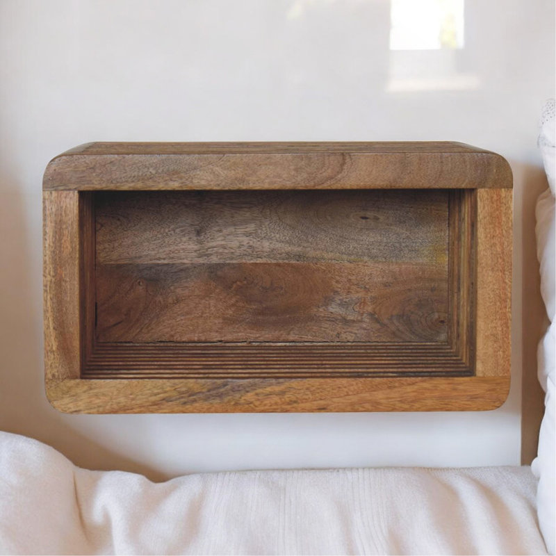 Table de chevet murale Soba, rangement ouvert, brun