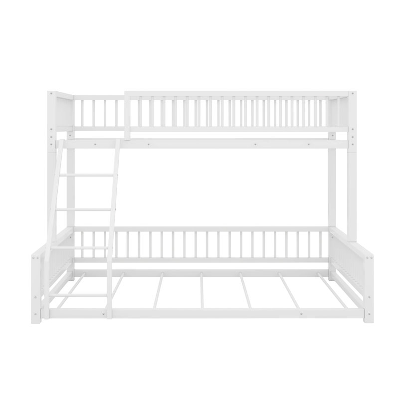 Twin XL Over Queen Bunk Beds With Ladder & Guardrails, White