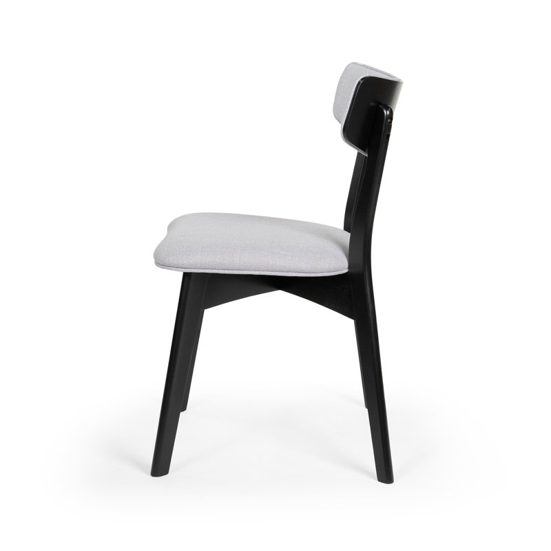Chaises de salle à manger rembourrées avec dossier courbé et pieds en bois d'hévéa Putnam , Gris clair / noir, 2
