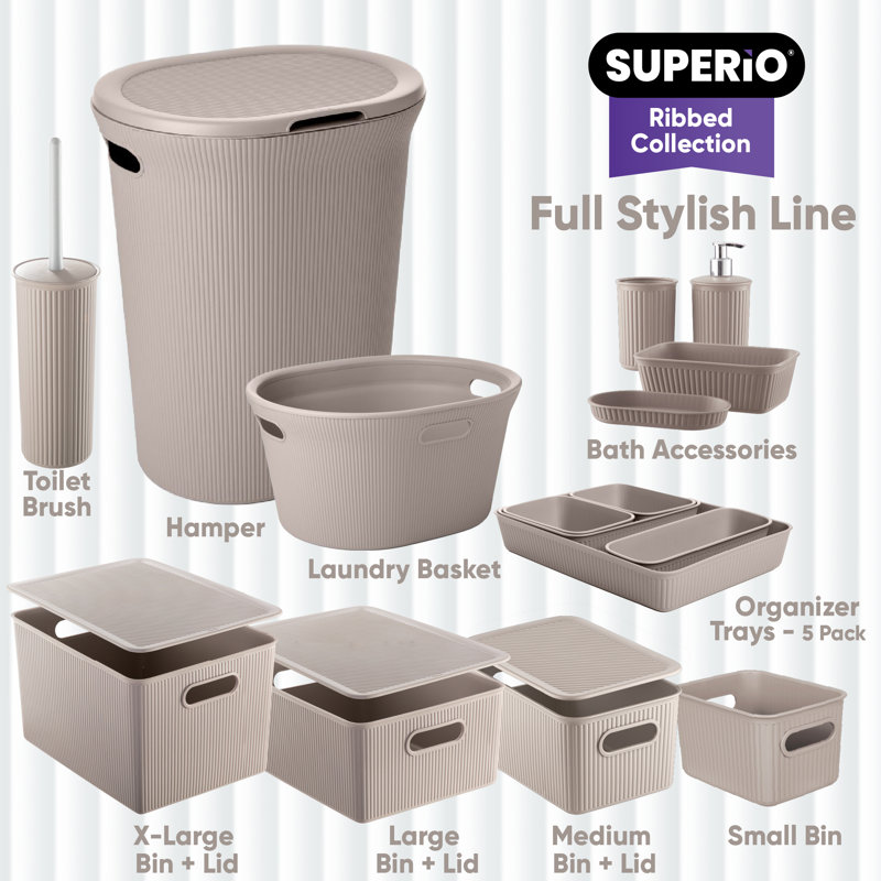 Ribbed Laundry Hamper, Taupe