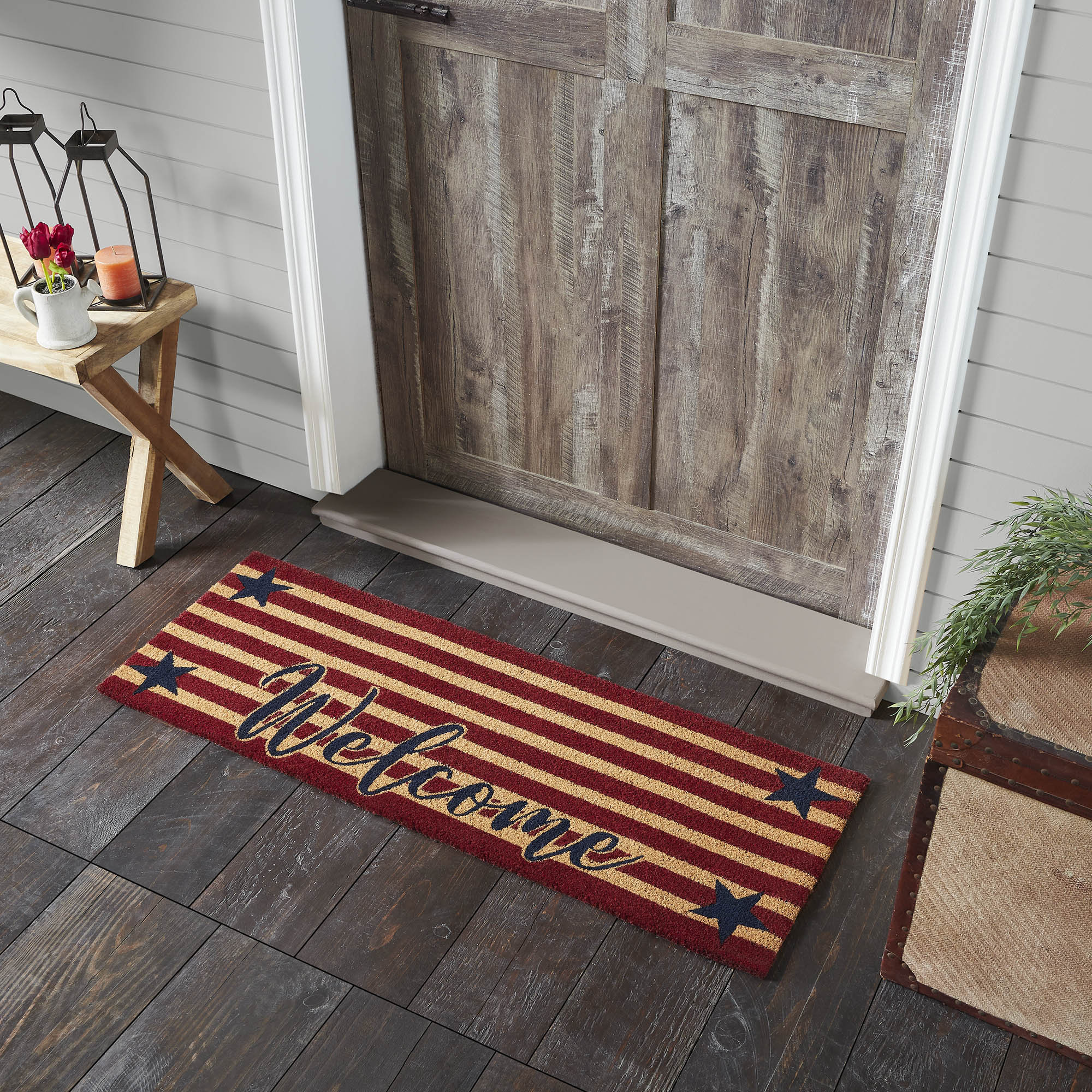 Festive Finds Patriotic Stripes Coir Welcome Rug Rect